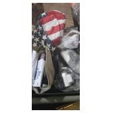 American flag hat , and assorted cloths irons