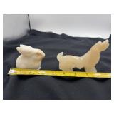 Hand carb vintage white alabaster rabbit, and