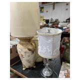 Royal Bonn hand, painted lamp with spare shade