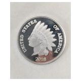 2018 Indian 1 troy oz .999 fine silver round