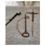 Brass key holder and crucifix and brass thing