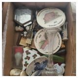 Flat of vintage trinkets collectibles.