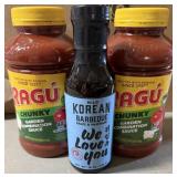 2 Ragu chunky, 1 Korean BBQ sauce