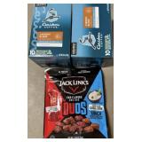 2 Caribou coffee Keurig boxes, 1 Jack Linkï¿½s Duos