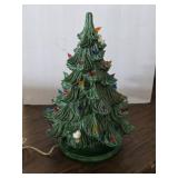 17" Ceramic Christmas Tree   1 bird has broken