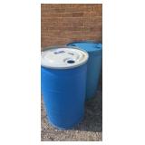 Blue fifty five gallon drums plastic