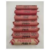 7 rolls wheat pennies mixed years