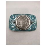 1899 Morgan dollar accented belt buckle
