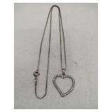 Silver clear Stone heart necklace box chain