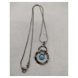 Silver native American turquoise necklace snake