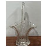 Duncan & Miller clear pressed glass flower basket