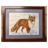 Original Watercolor Fox by Ordazzo framed and