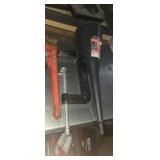 6in c clamp Sears pipe wrench and funnel