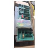Fishing tackle organizers with assortment of