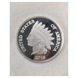 2018 Indian 1 troy oz .999 fine silver round