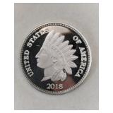 2018 Indian 1 troy oz .999 fine silver round