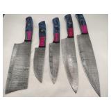 Handmade Damascus-style chef knife set