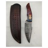 Handmade Damascus-style  hunting knife 4 " blade