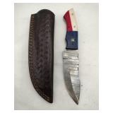 Handmade Damascus-style  hunting knife 4 " blade