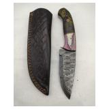 Handmade Damascus-style  hunting knife 4 " blade