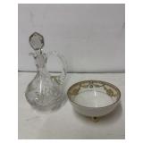Cut Glass Dressing Carafe 7ï¿½ and Nippon Hand
