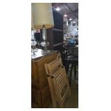 Folding chairs, lamps, barstools, bookshelf end