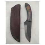 Handmade Damascus-style knife 4 " blade w/ sheath