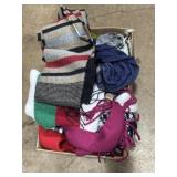 All kinds of scarves, different styles, many seem