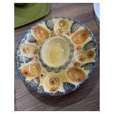 Italian hand-painted ceramic deviled egg platter,
