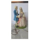 Colonial style figurnie  lamp (has damage and