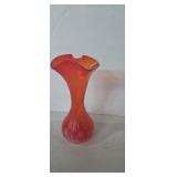 Hand blown art glass vase 7in