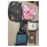 4 purse bags, 1 backpack, 1 pretty photo frame