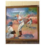 Oil on Canvas Baseball Painting by Manol 40ï¿½x40ï¿½