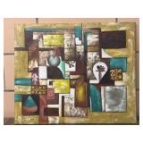 Abstract Painting on Canvas signed Mayl? Unframed