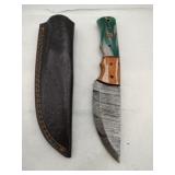 Handmade Damascus-style l hunting knife 4 " blade