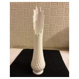 Vintage Fenton white milk glass vase 14 x 4