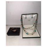 Copper Bracelet and Ladies 4 tier Necklace set
