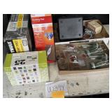 Heating pad, cards, other misc house items,