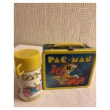 1980 Pac-Man yellow metal lunchbox with thermos