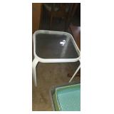 Outdoor patio side table with glass top