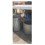 2 metal riveted baskets/barrel