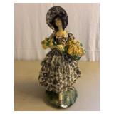 Chalkware lavender flower lady some wear at