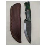 Handmade Damascus-style hunting knife 4 " blade