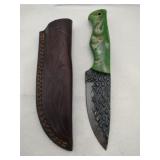 Handmade Damascus-style hunting knife 4 " blade