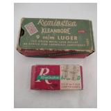 Remington partial boxes 9 mm Luger and 22 long