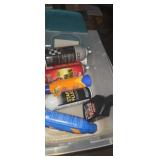 Starting fluid engine oil and sunscreen