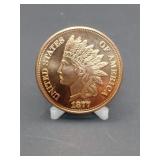 1 Ounce .999 Fine Copper Indan Head Cent