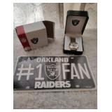 Raiders watch and license plate