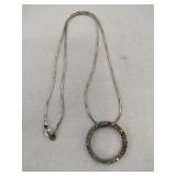 silver circle of Love clear Stone snake chain