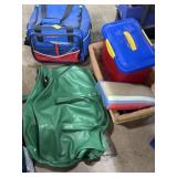 Bowling ball bag, large green duffel bag and